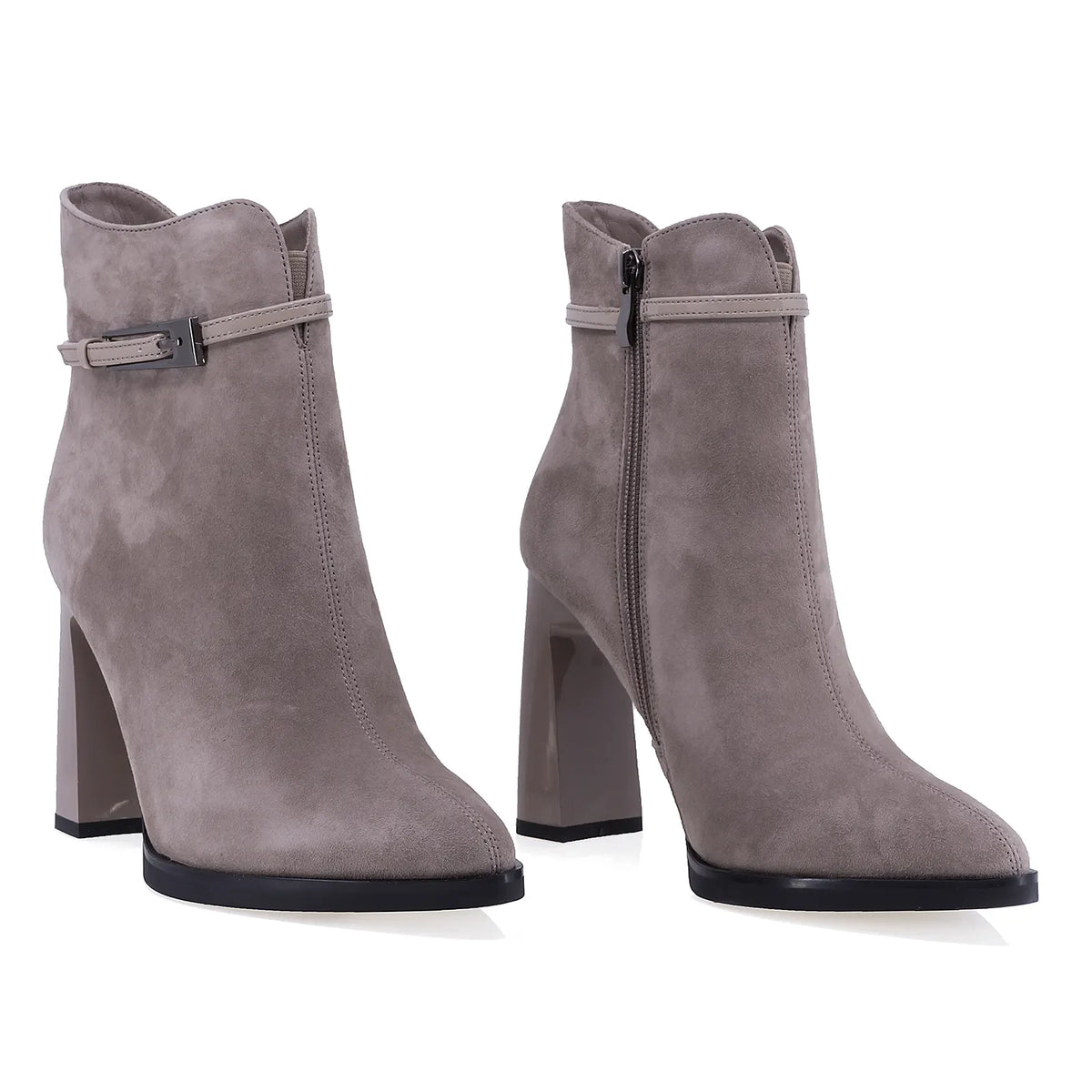 Botine dama elegante Anna Viotti piele intoarsa D106-F10569-A846-8 vizon