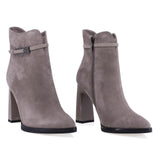 Botine dama elegante Anna Viotti piele intoarsa D106-F10569-A846-8 vizon