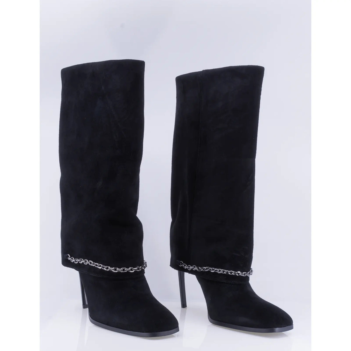 Cizme dama elegante Anna Viotti piele intoarsa D123-M1917Y-X166R-1 negre