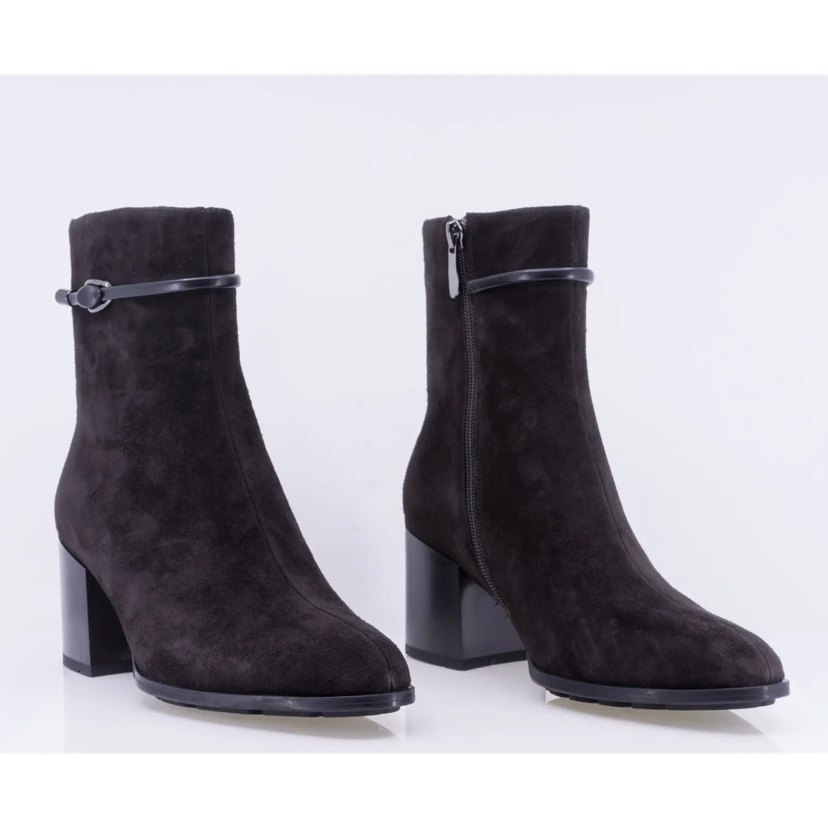Botine dama elegante Anna Viotti piele intoarsa D123-J6-A2695-711-H802 maro