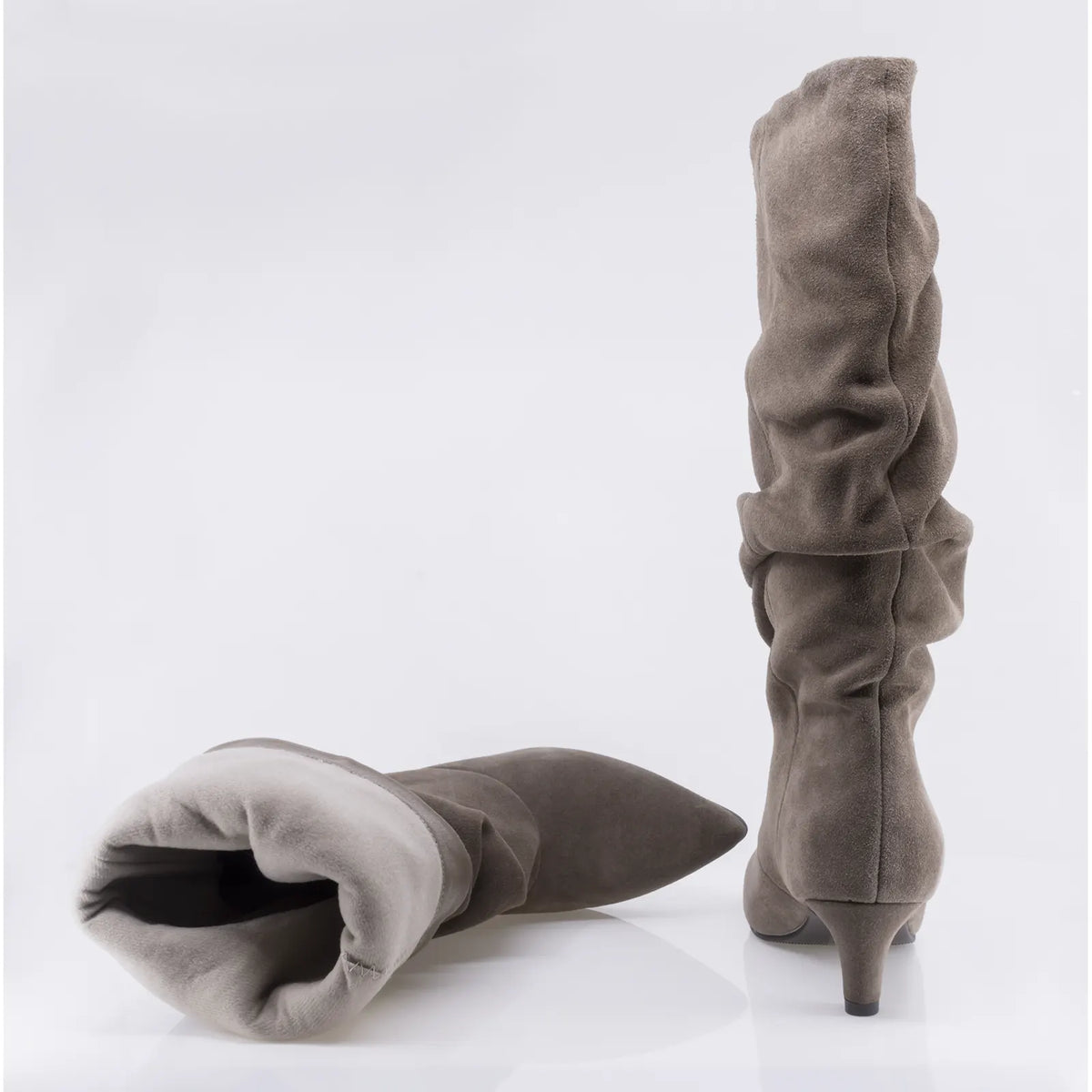 Cizme dama elegante Anna Viotti piele intoarsa D115-X20257-09R kaki