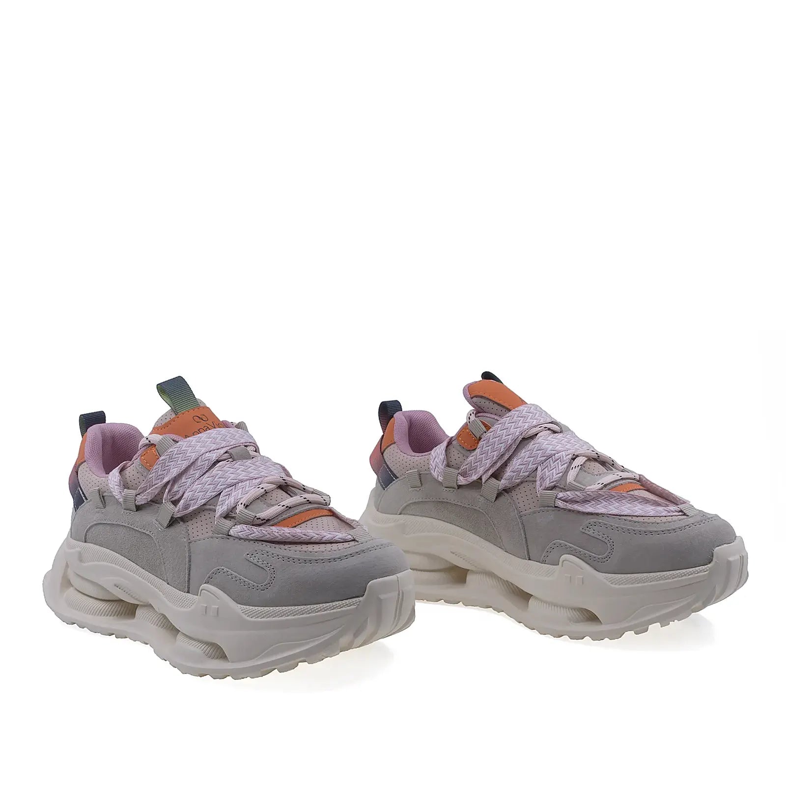 Pantofi dama sport Goretti piele intoarsa D106-3 roz/multi