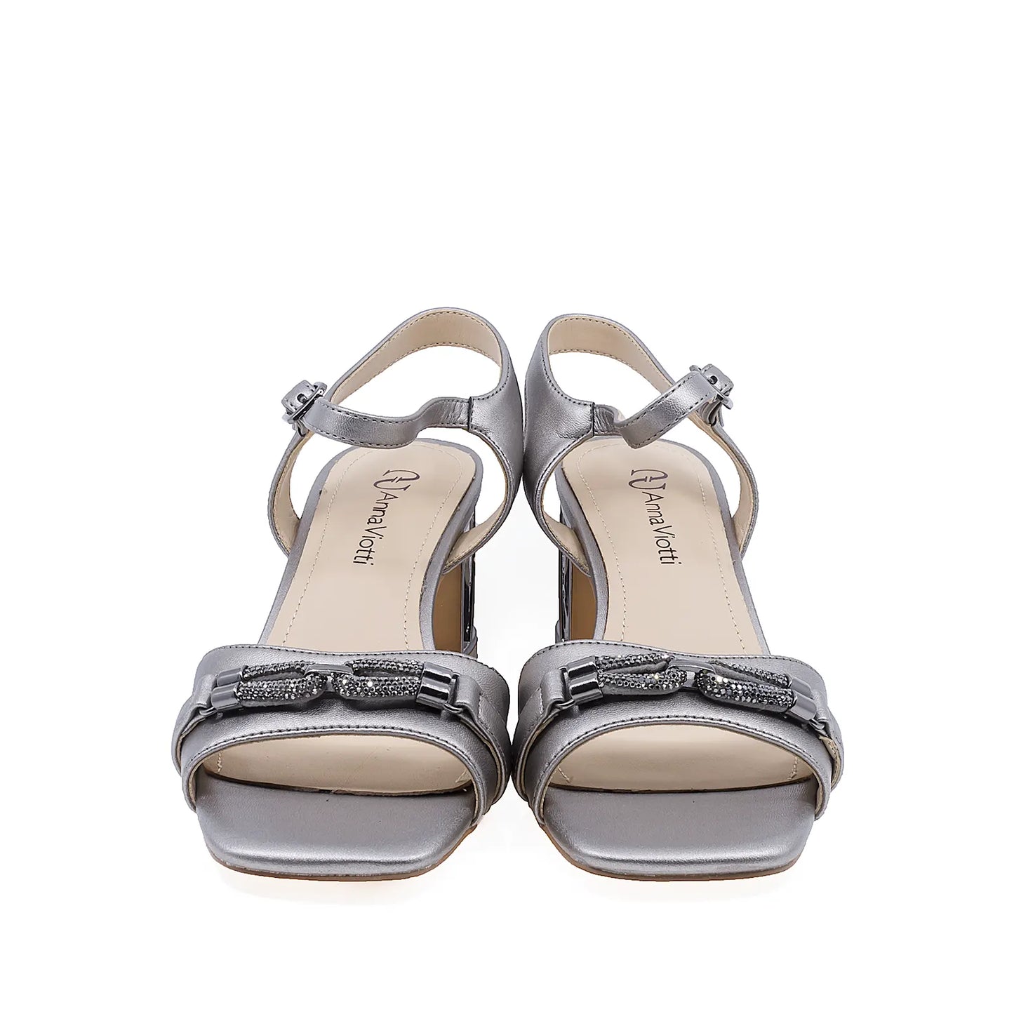 Sandale dama elegante Anna Viotti piele naturala D106-RD1167A96 argintiu