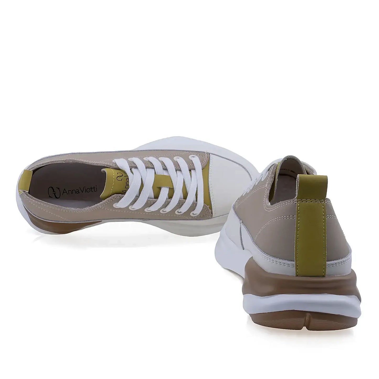 Pantofi dama casual Anna Viotti piele naturala D106-31 alb/maro