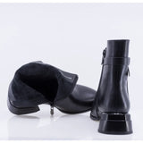 Botine dama elegante Anna Viotti piele naturala D122-W52-6H133-4 negre
