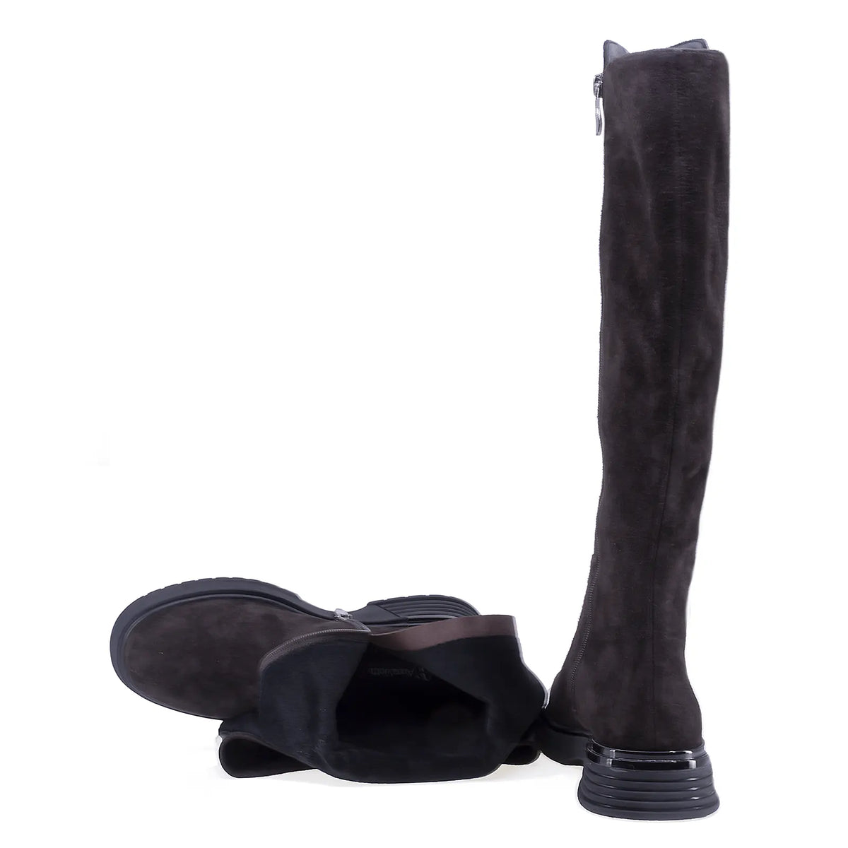 Cizme dama casual Anna Viotti piele intoarsa D123-J16-2FA2687-800-H802 maro