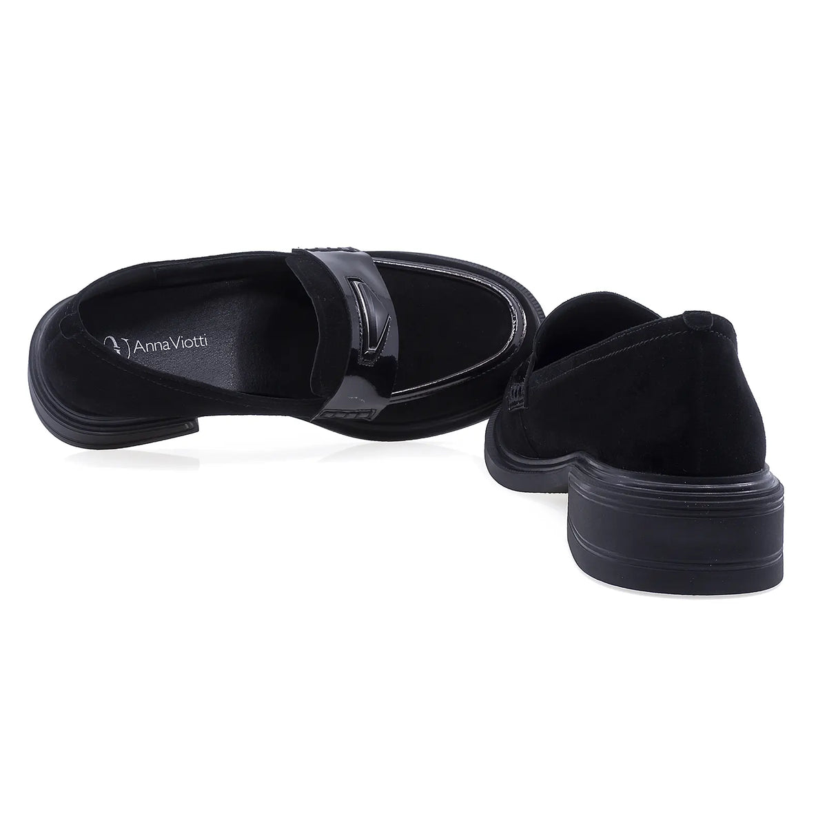 Pantofi dama casual Anna Viotti piele intoarsa D112-GAW2516 negri