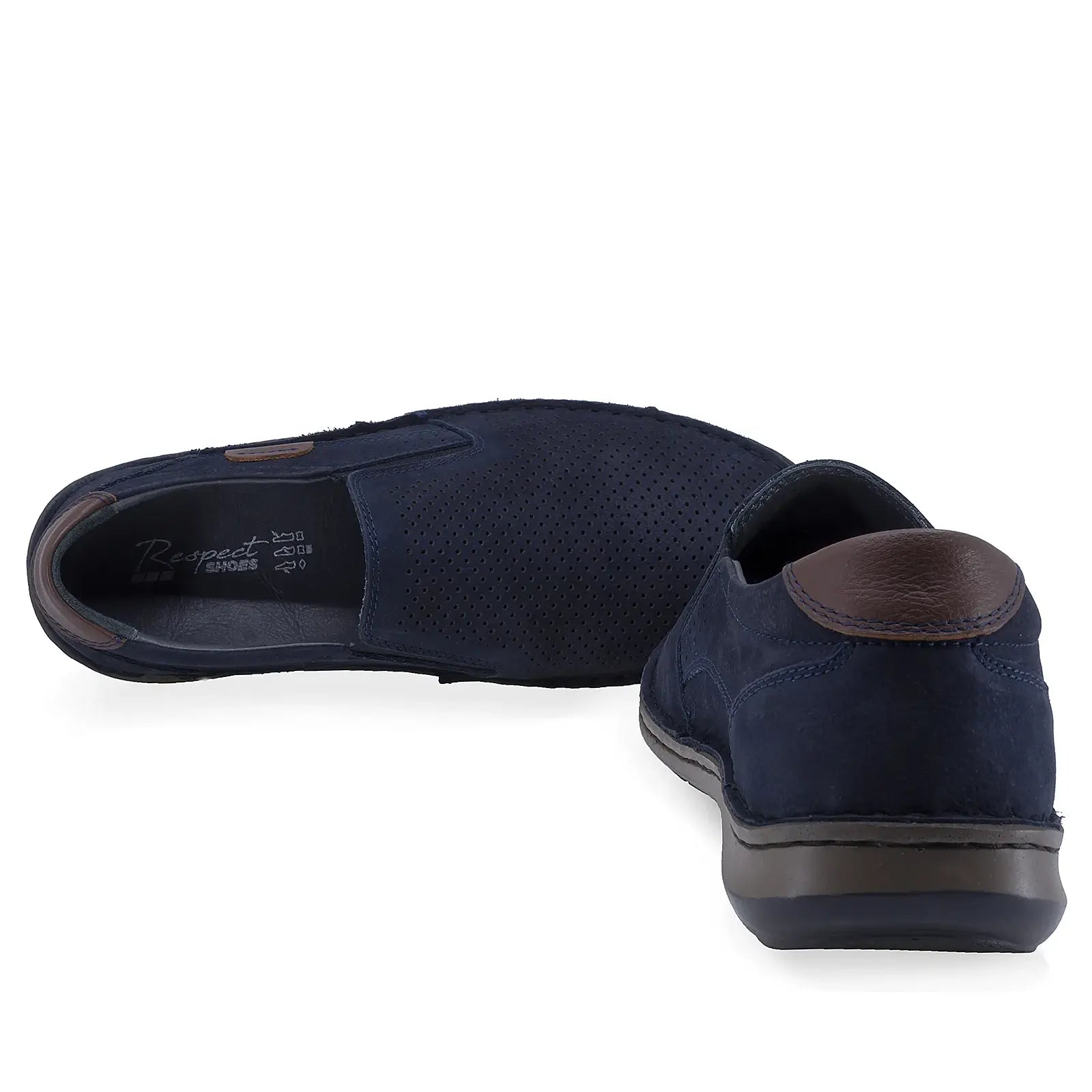 Pantofi barbati casual Goretti piele nabuc B36-9505-1 bleumarin