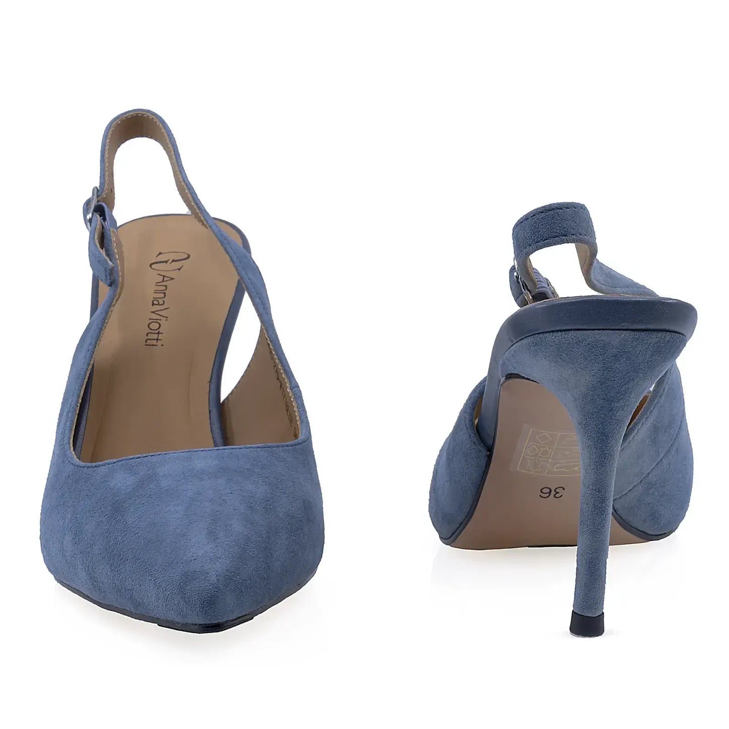 Pantofi dama eleganti Anna Viotti piele intoarsa D105-B149D-270-W171 albastru