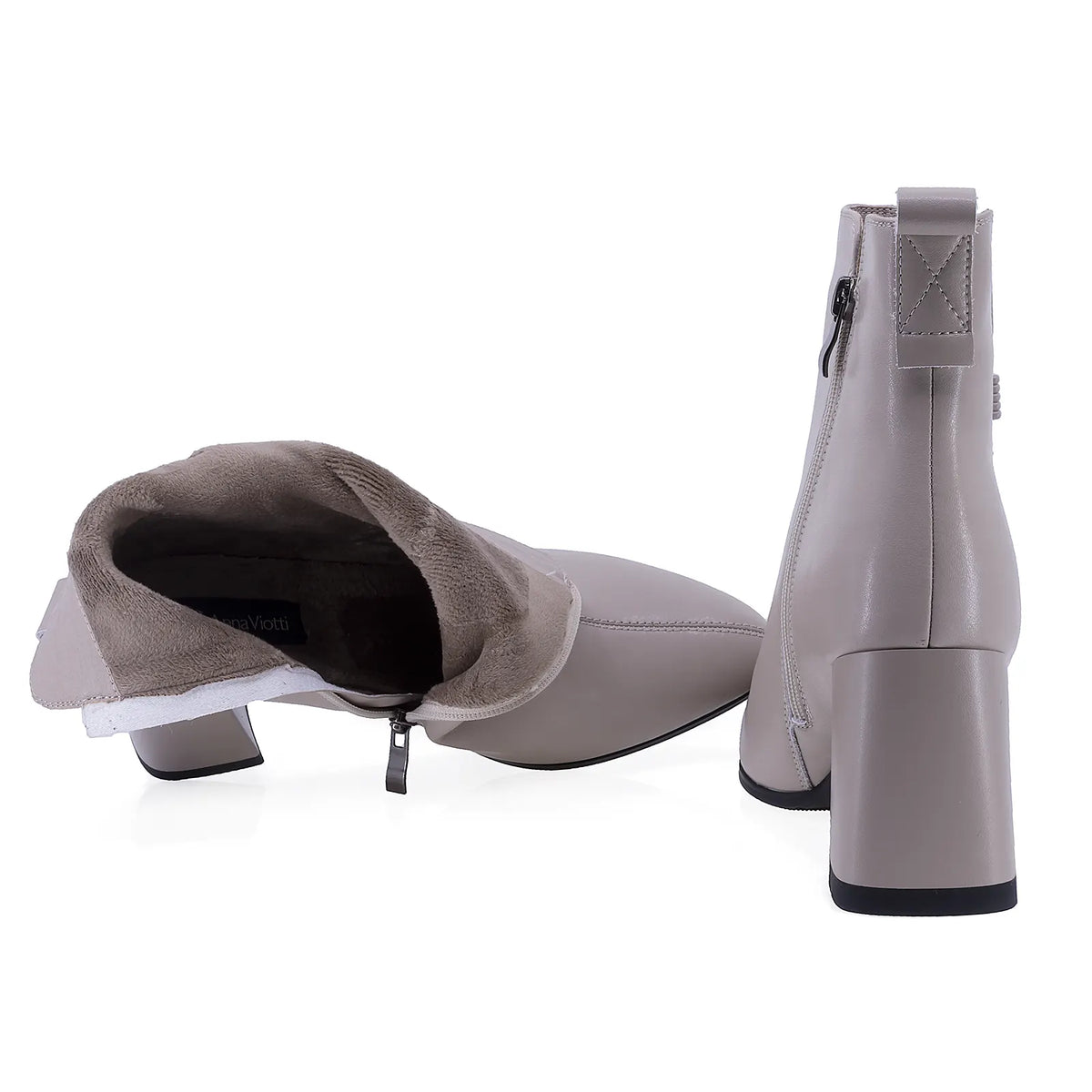 Botine dama elegante Anna Viotti piele naturala D106-M572-Q478-3 bej
