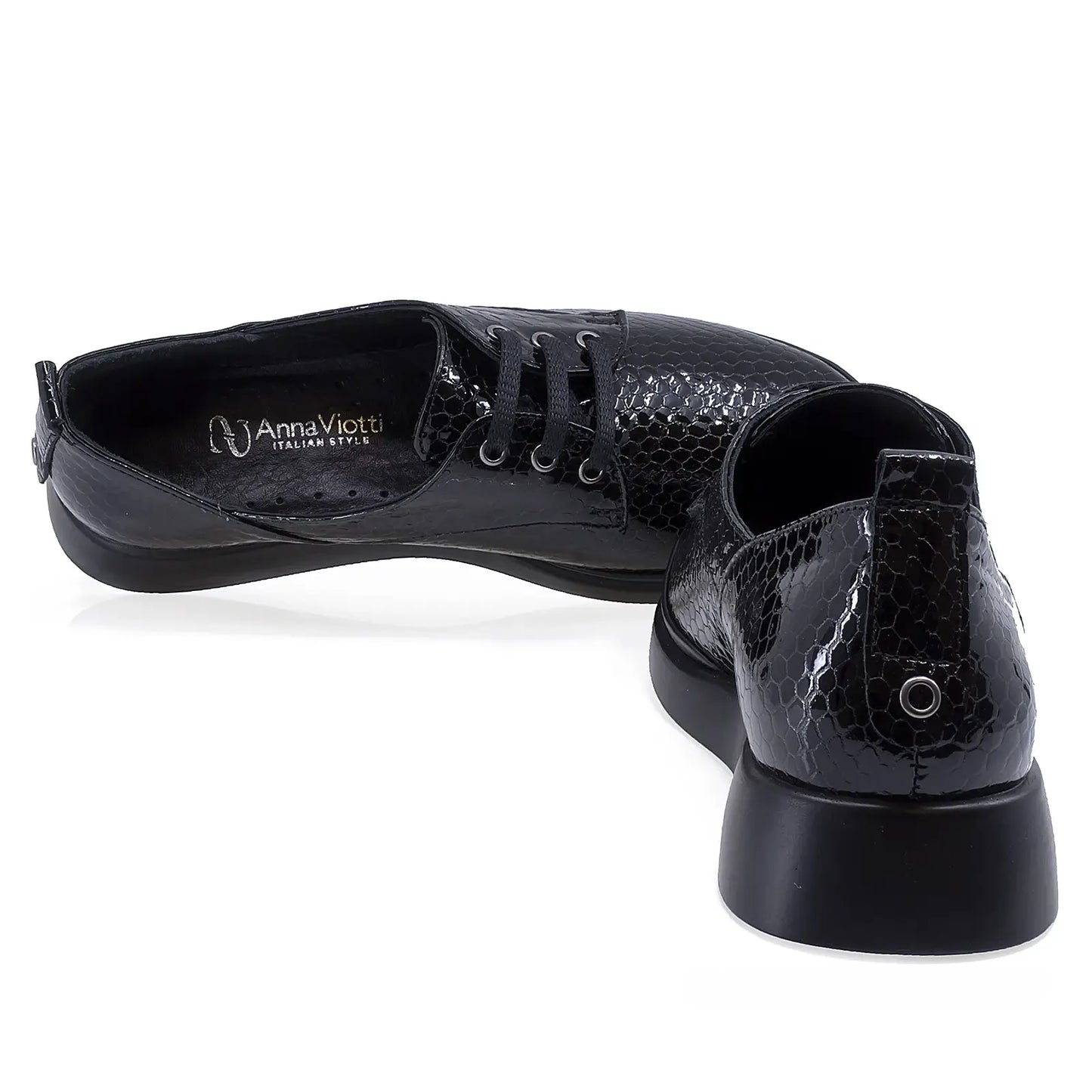 Pantofi Dama Casual Anna Viotti Piele lacuita D52-K60 negru