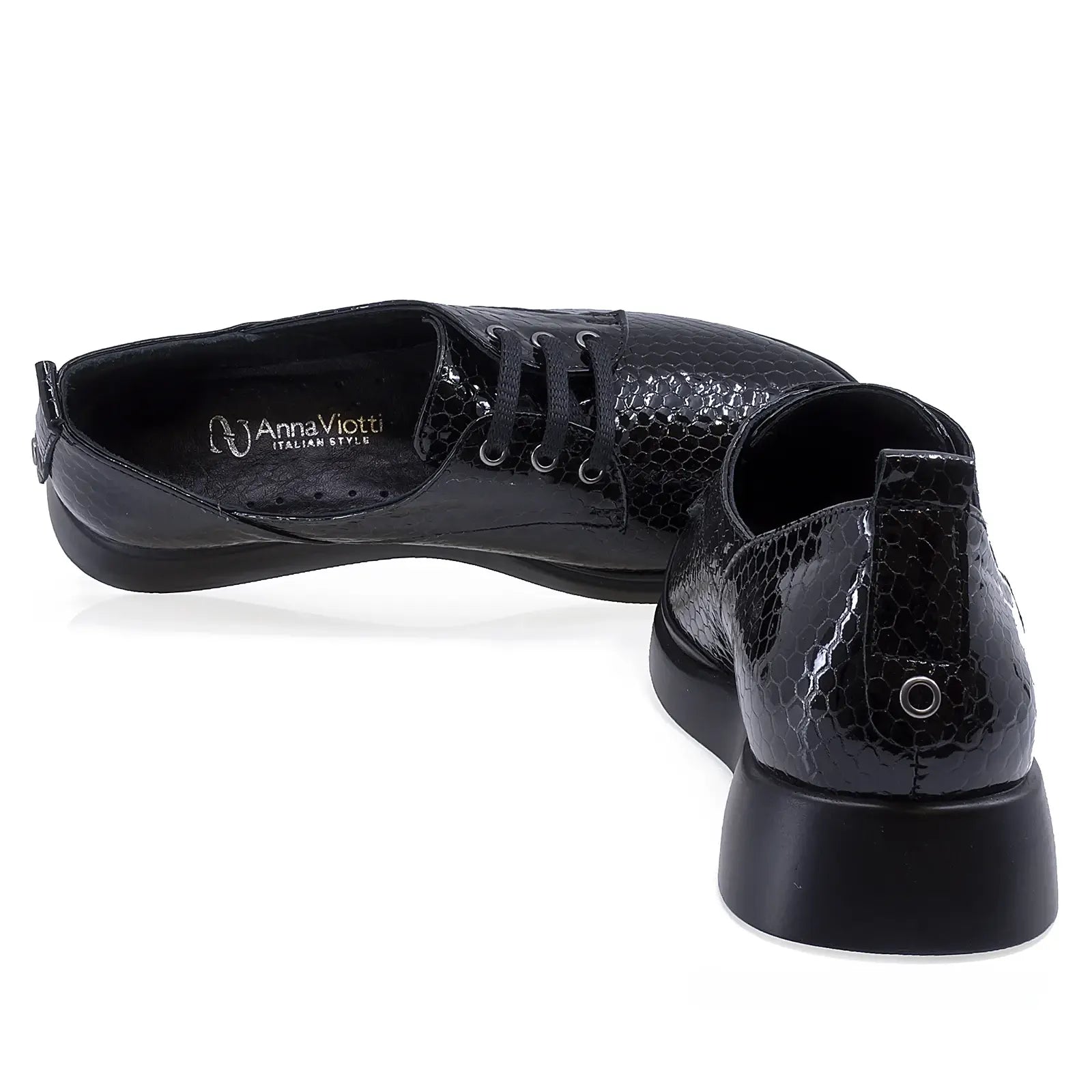 Pantofi Dama Casual Anna Viotti Piele lacuita D52-K60 negru