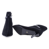 Botine dama elegante Anna Viotti piele intoarsa D106-25521-F3361 negre
