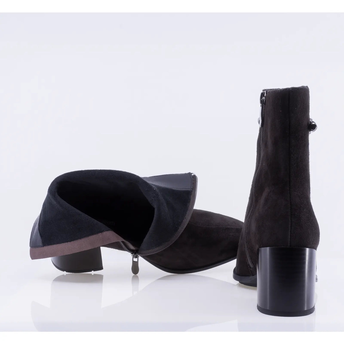 Botine dama elegante Anna Viotti piele intoarsa D123-J6-A2695-711-H802 maro