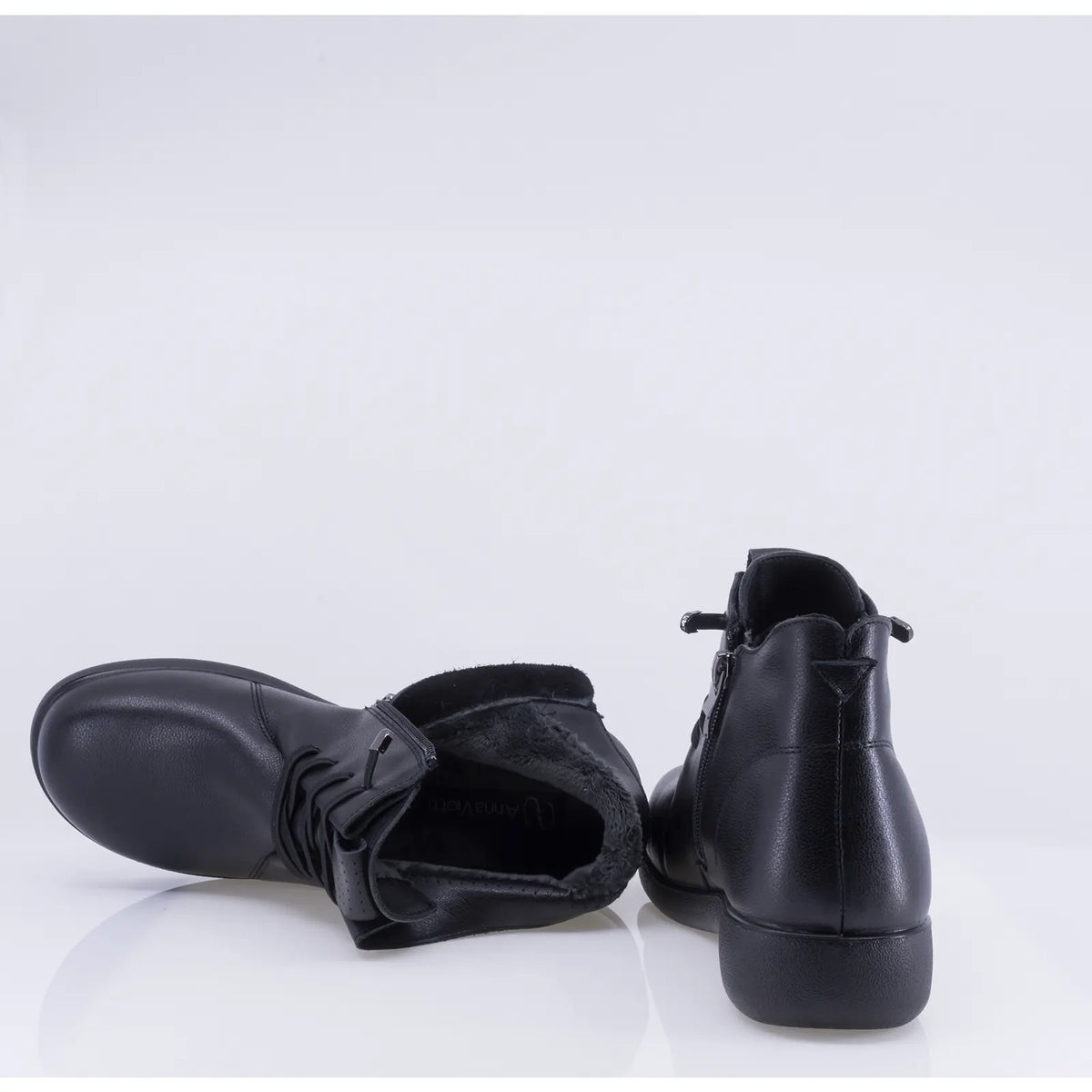Ghete dama casual Anna Viotti piele naturala D111-2E89295-1 negre