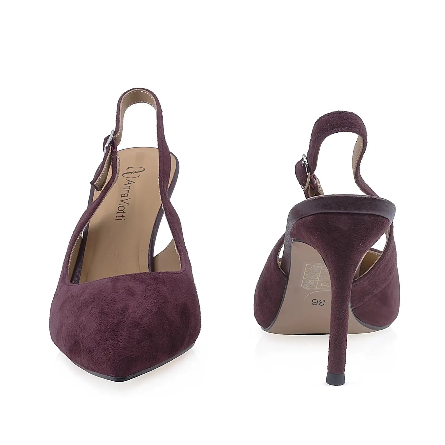 Pantofi dama eleganti Anna Viotti piele intoarsa D105-B149D-270-W113 bordo