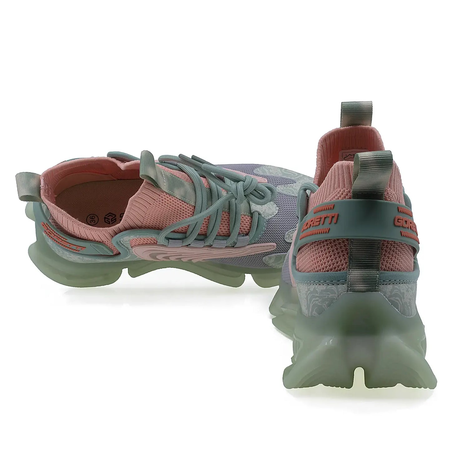 Pantofi dama sport Goretti poliuretan D100-CL31091 menta/orange