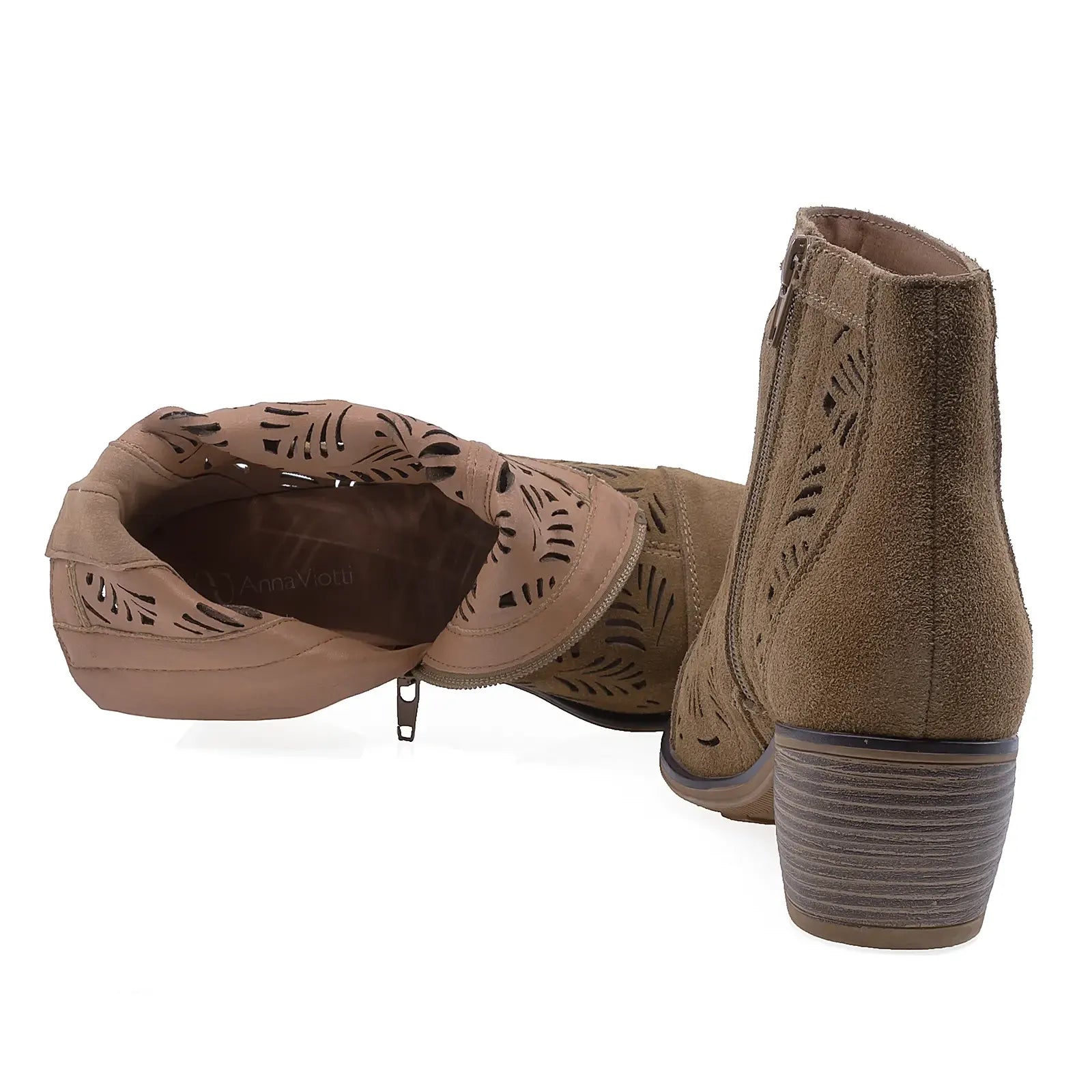 Ghete Dama de vara Casual Anna Viotti Piele intoarsa D116-2600-01R camel