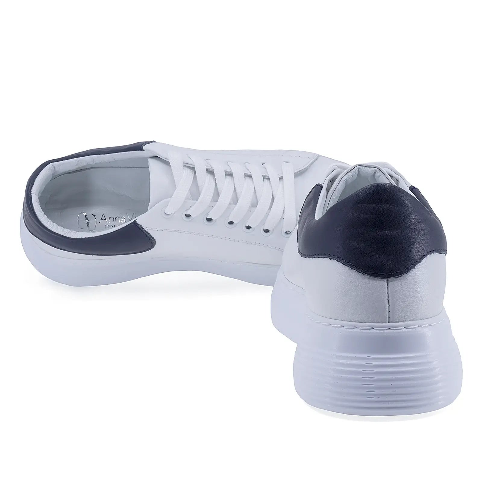 Pantofi Dama Casual Anna Viotti Piele naturala D16-450 alb/bleumarin