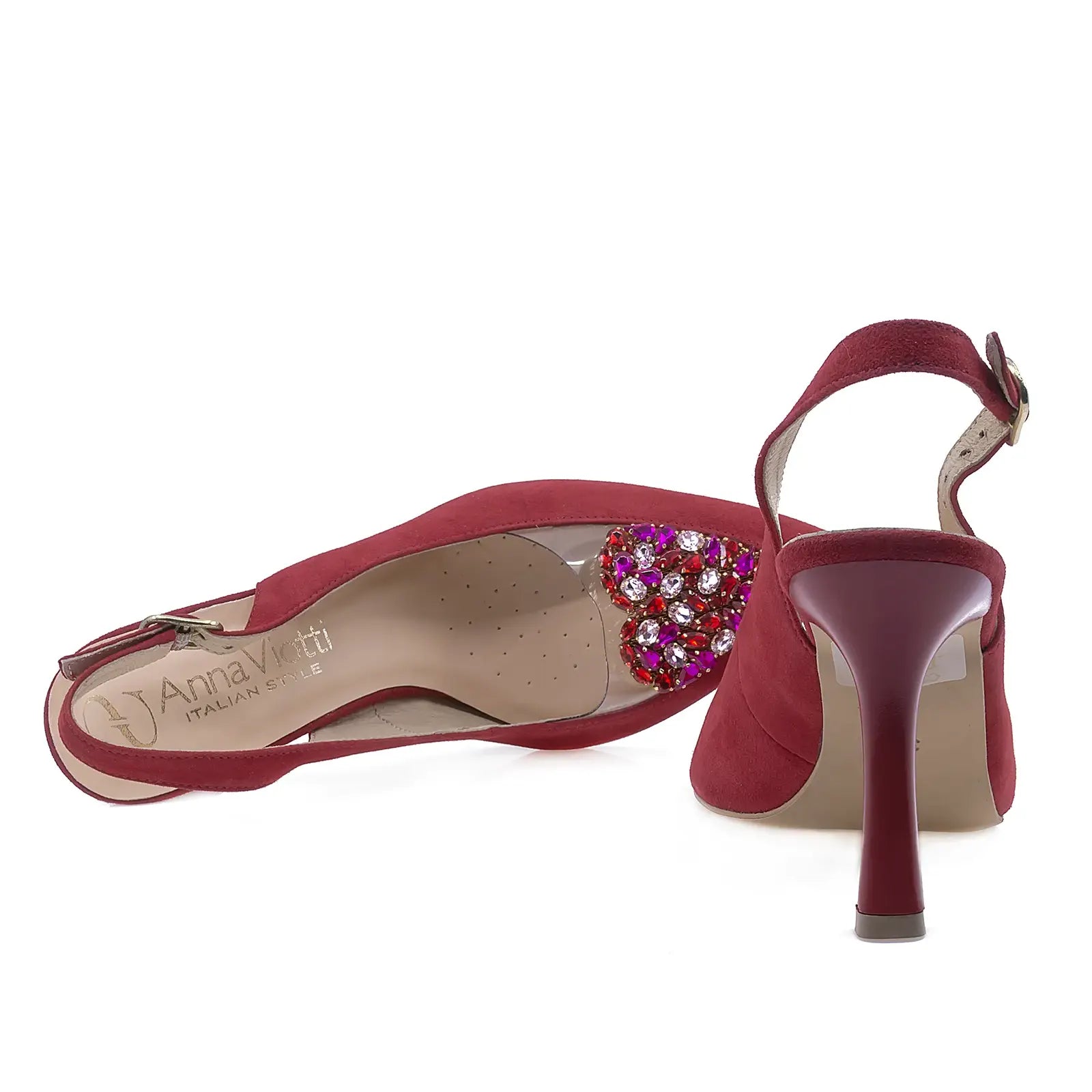 Pantofi dama eleganti Kordel piele intoarsa 2660 rosu