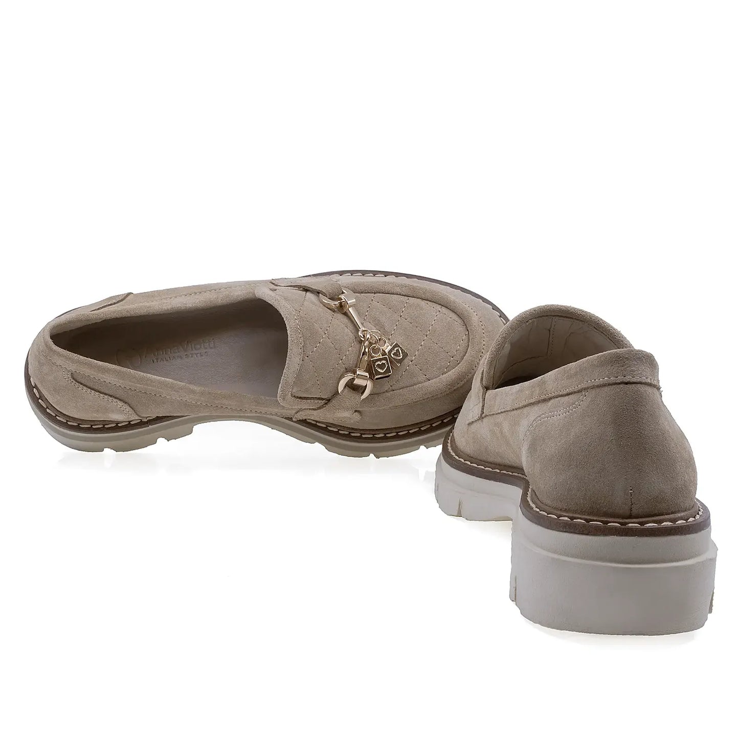 Pantofi Dama Casual Anna Viotti Piele intoarsa D12-375 bej