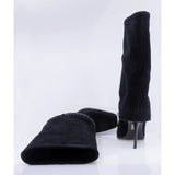 Cizme dama elegante Anna Viotti piele intoarsa D123-M1917Y-X166R-1 negre