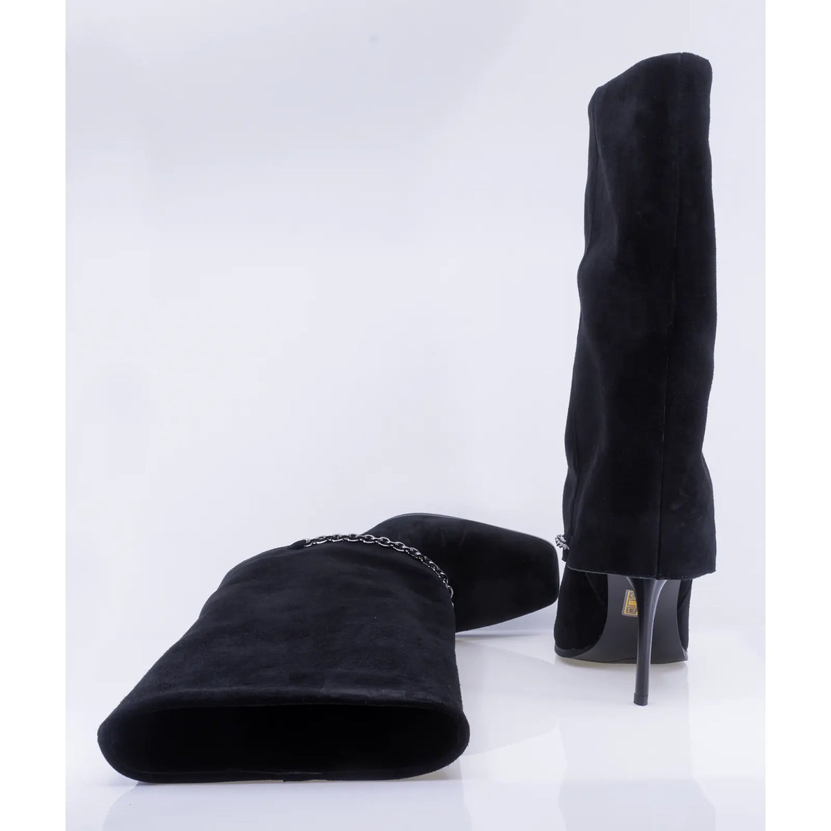 Cizme dama elegante Anna Viotti piele intoarsa D123-M1917Y-X166R-1 negre