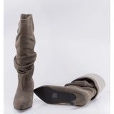 Cizme dama elegante Anna Viotti piele intoarsa D115-X20257-09R kaki