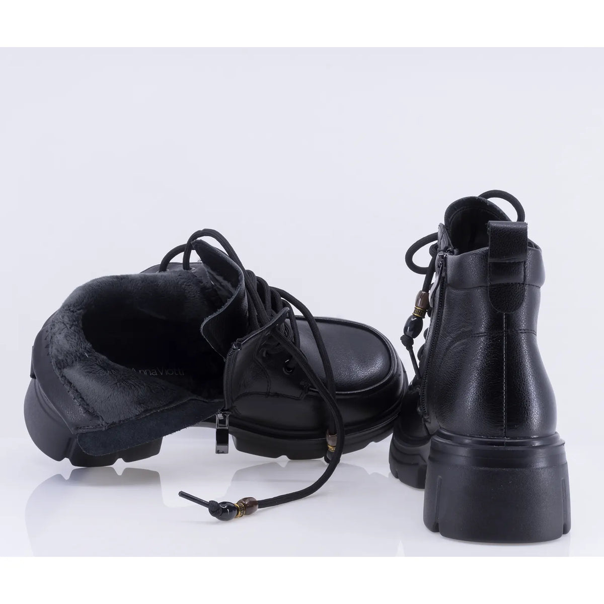 Ghete dama casual Anna Viotti piele naturala D111-5E13150-1 negre