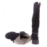 Cizme dama casual Anna Viotti piele intoarsa D125-5J205-R05B maro