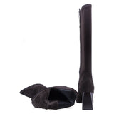 Cizme dama elegante Anna Viotti piele intoarsa D106-7B274-RS352P-SB-DK maro