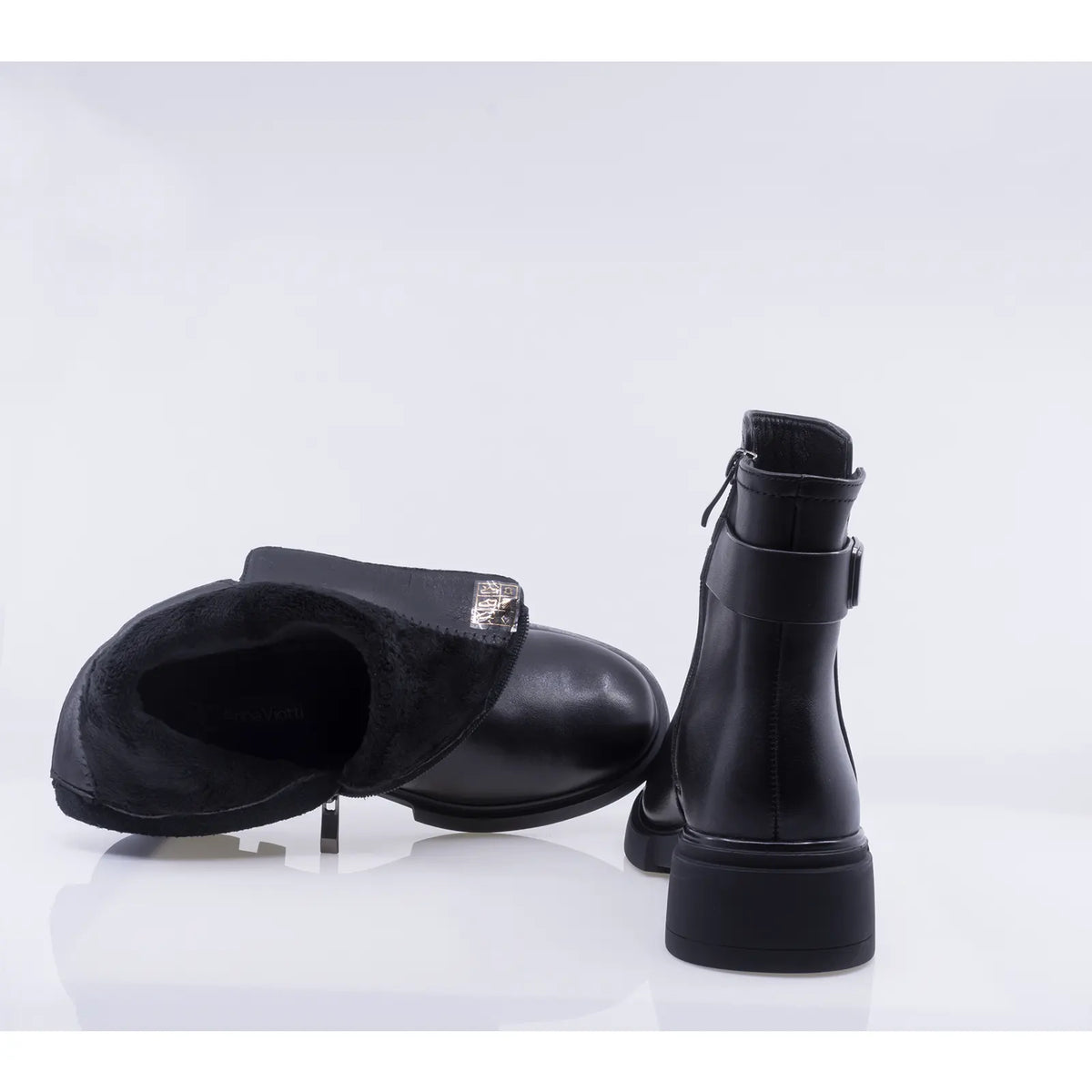 Ghete dama casual Anna Viotti piele naturala D111-26AW31-1 negre