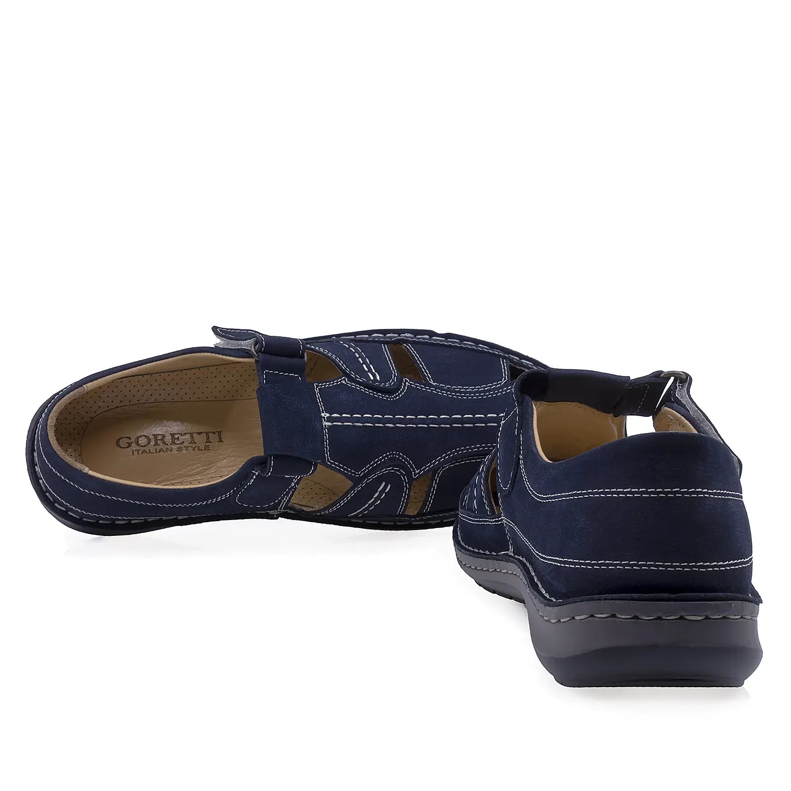 Pantofi barbati casual Goretti piele nabuc B36-9991-107 bleumarin