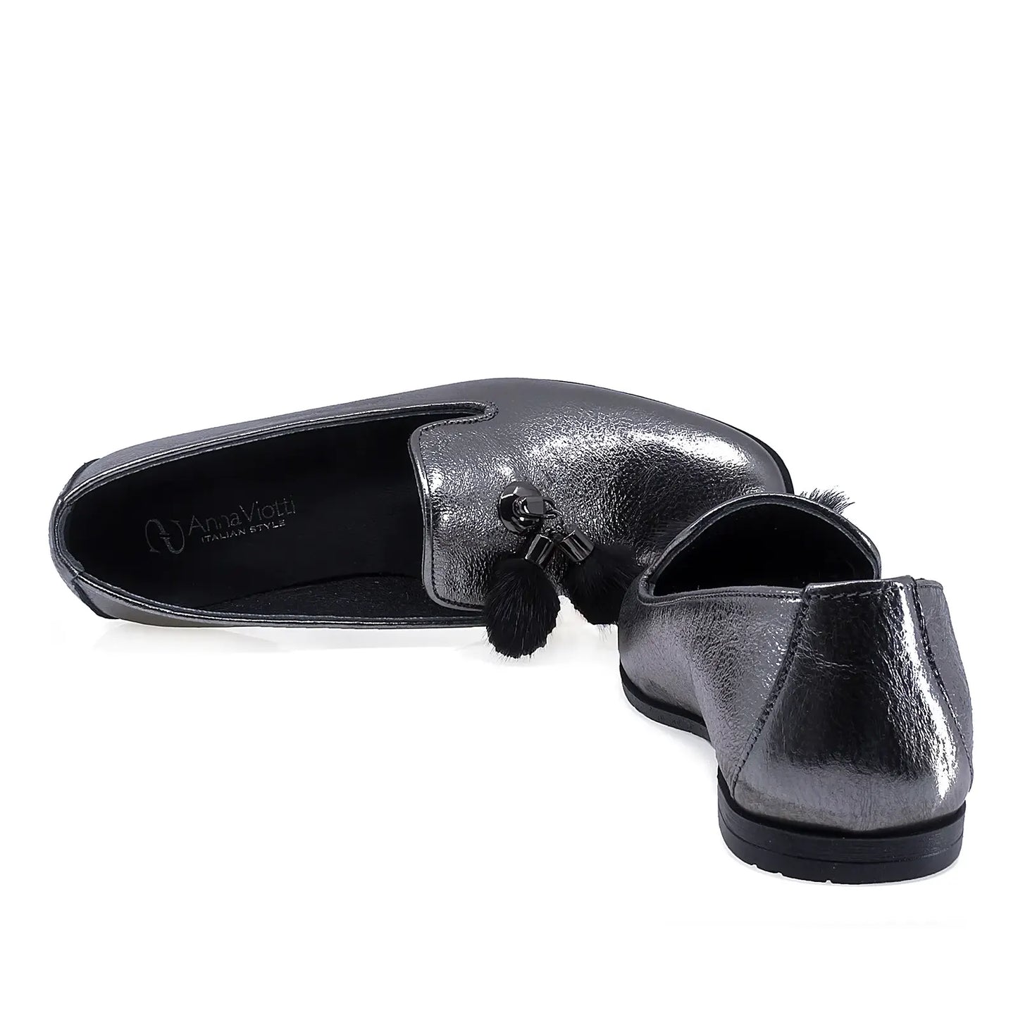 Pantofi Dama Casual Anna Viotti Piele naturala D19633 gri sidef