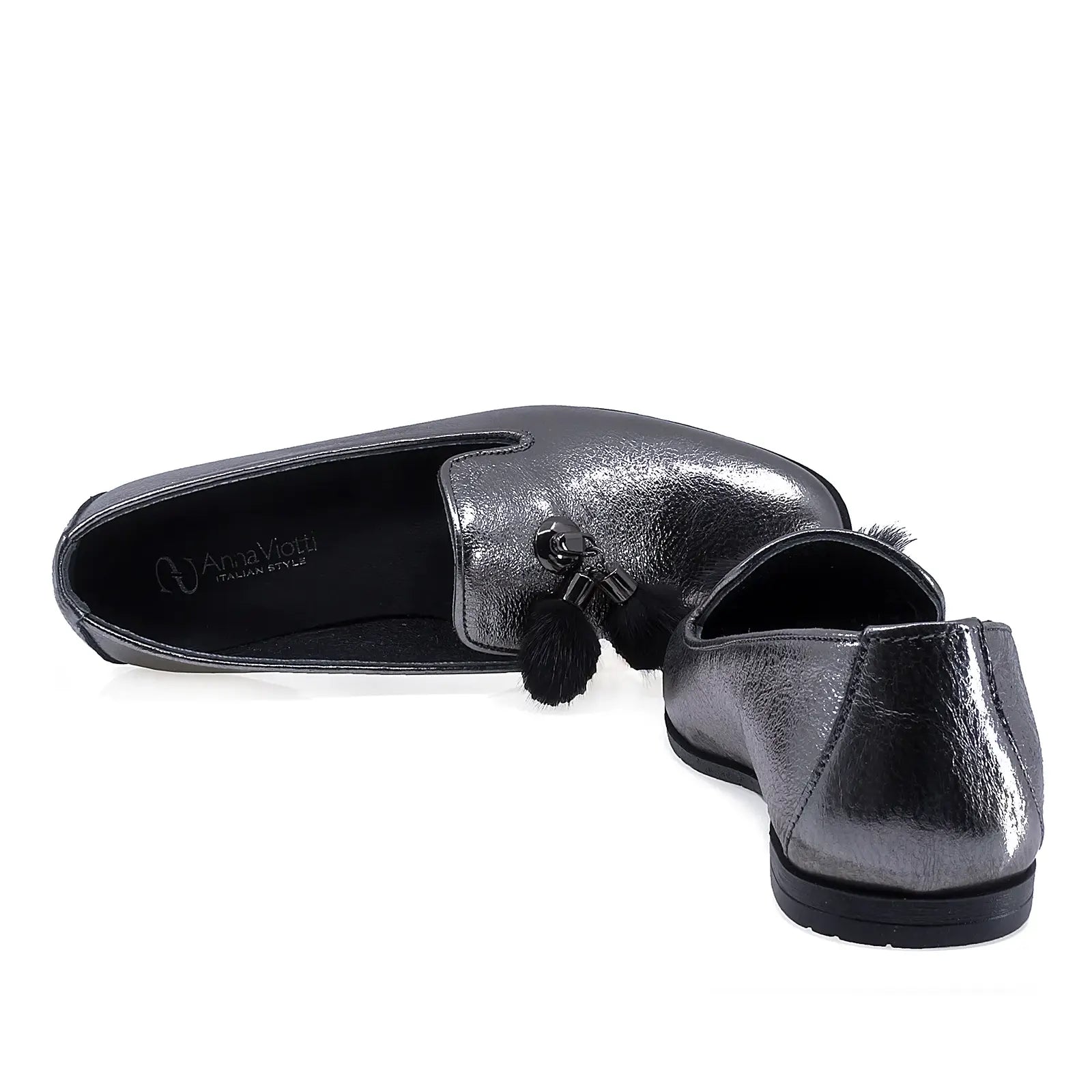 Pantofi Dama Casual Anna Viotti Piele naturala D19633 gri sidef