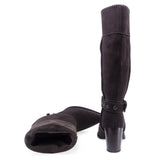 Cizme dama casual Anna Viotti piele intoarsa D106-K0B417-RZ5860P-DK maro