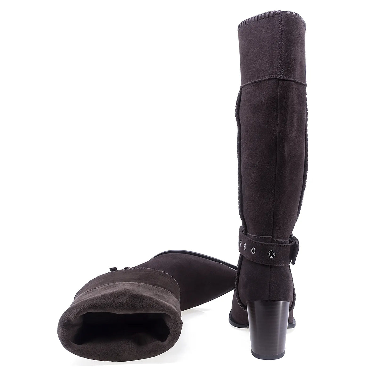 Cizme dama casual Anna Viotti piele intoarsa D106-K0B417-RZ5860P-DK maro