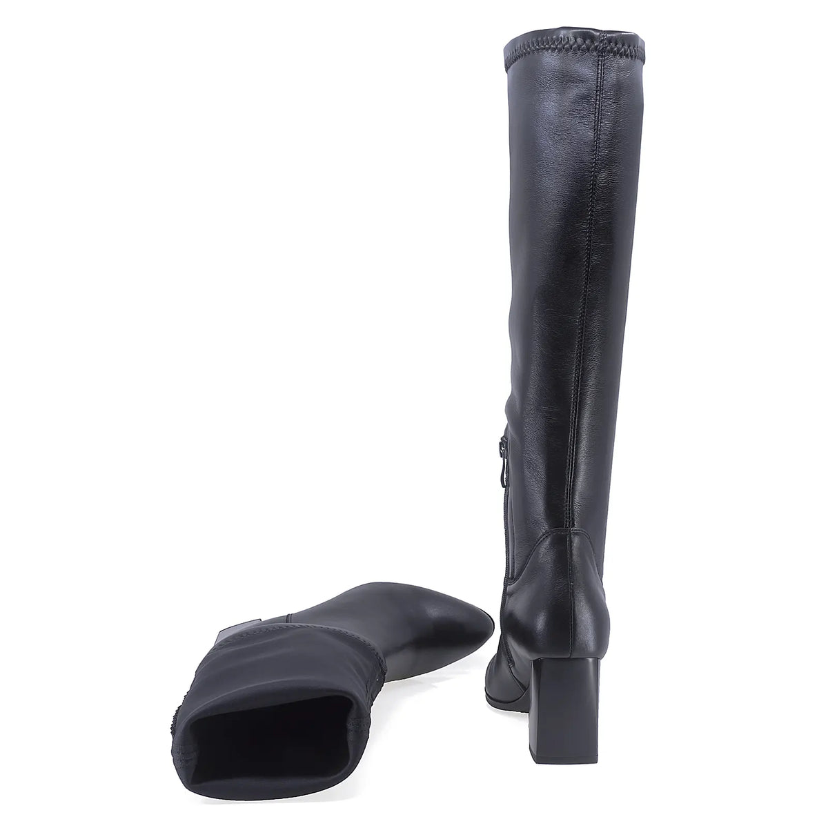 Cizme dama casual Kordel piele naturala/stretch D3136 negre