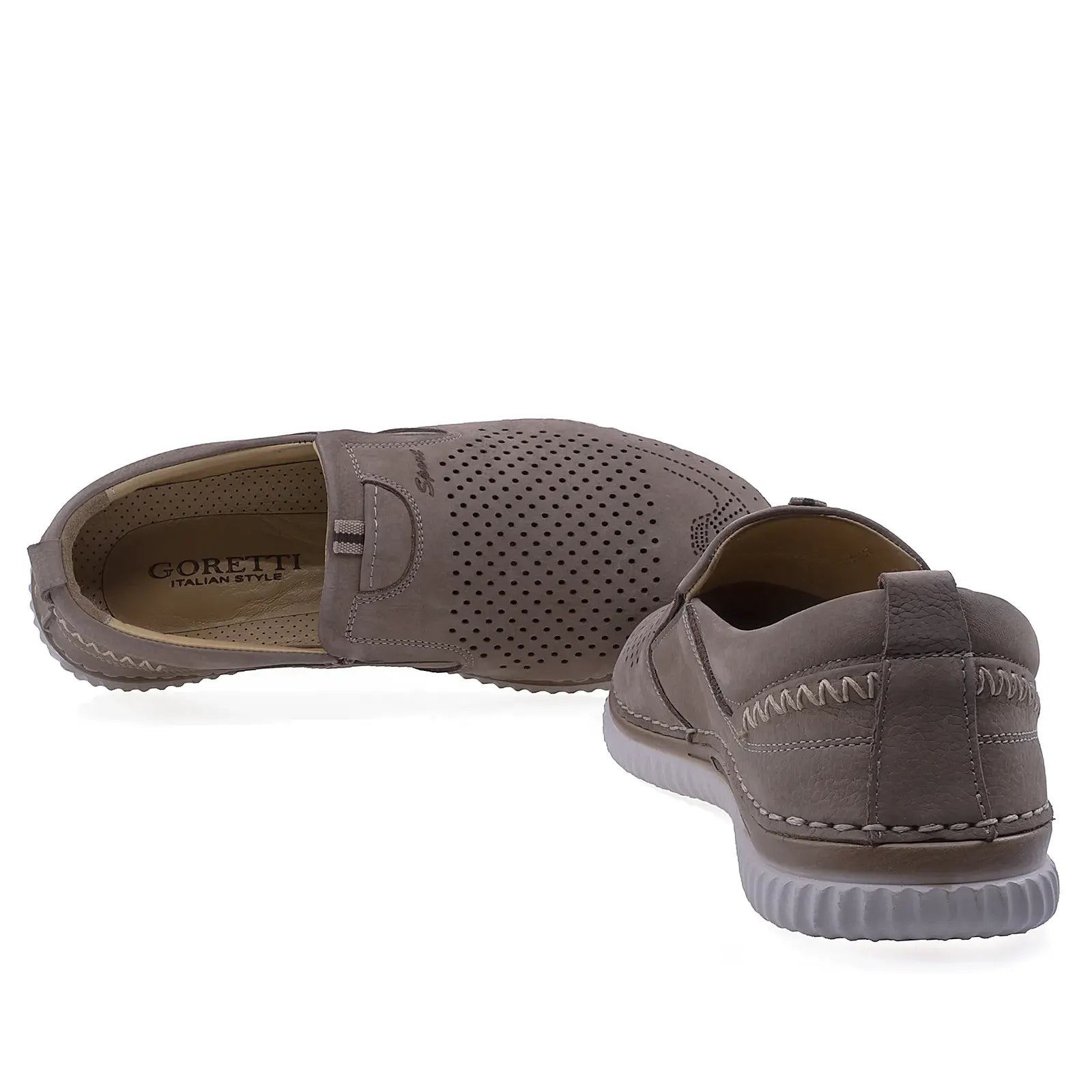 Pantofi barbati casual Goretti piele nabuc B41-1045 gri
