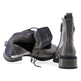 Ghete dama casual Anna Viotti piele lacuita D105-5238R-B563-NT-16 kaki