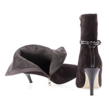 Botine dama elegante Anna Viotti piele intoarsa D106-Y10-X13DK maro