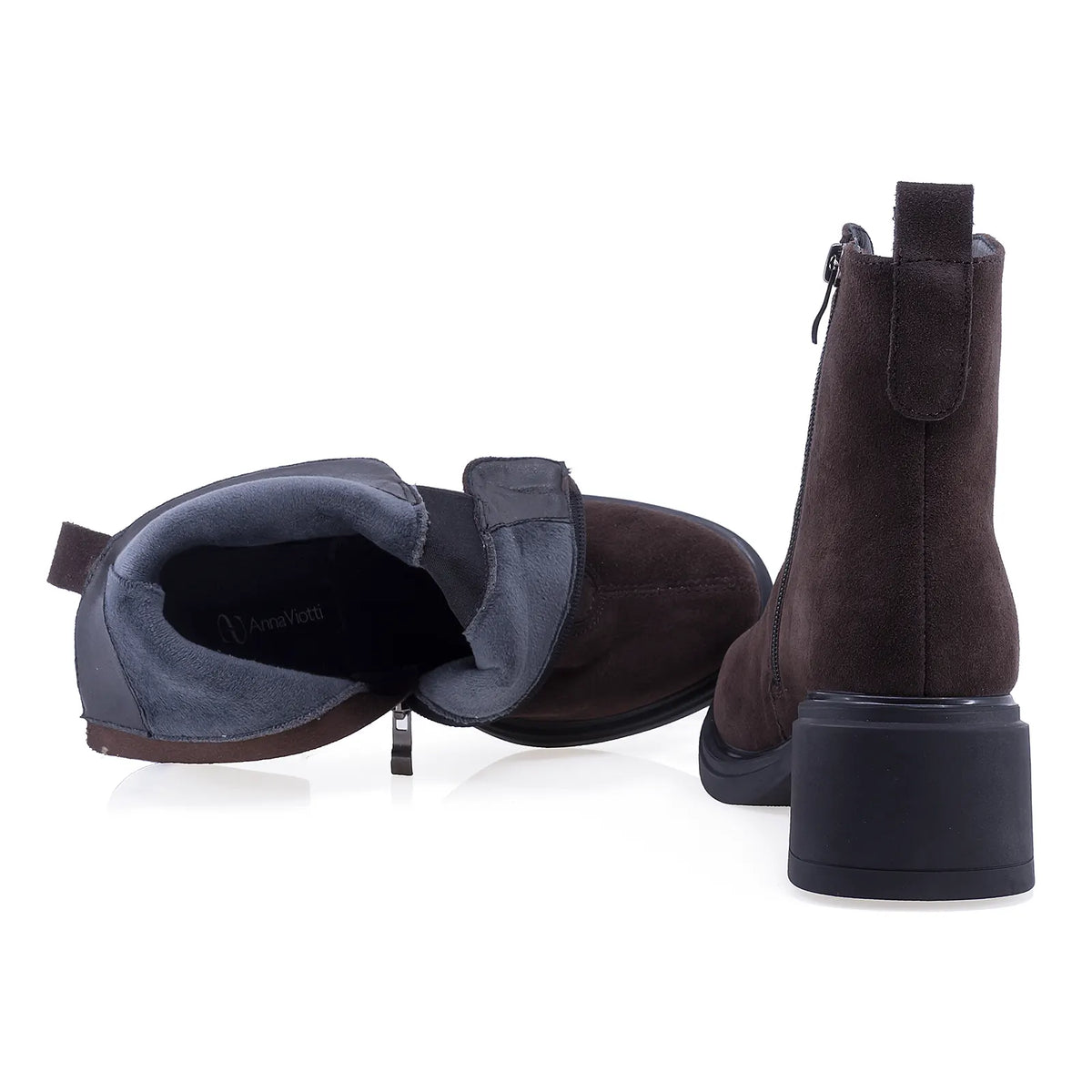 Ghete Dama Casual Anna Viotti Piele intoarsa D106-F11239-A602-2 maro