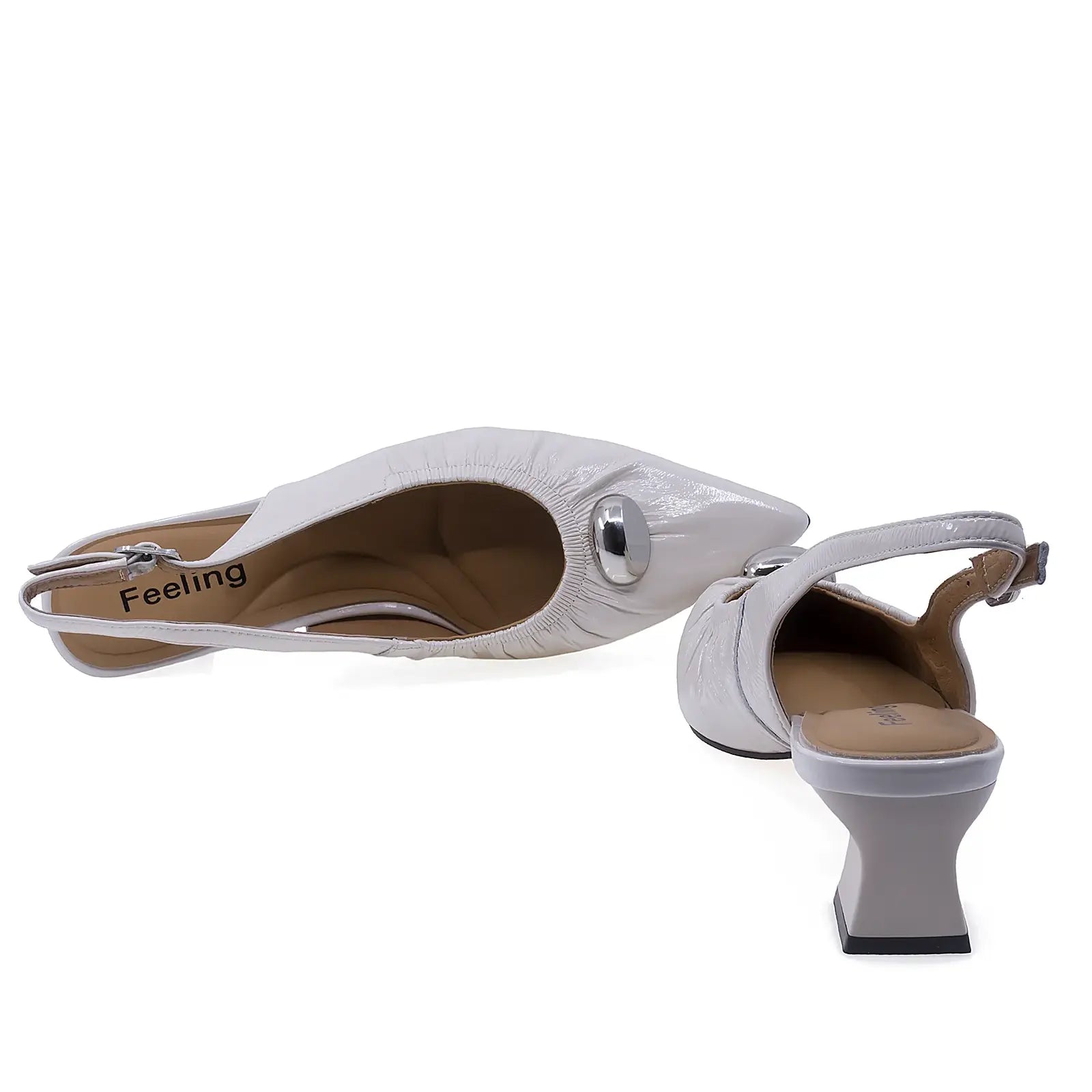 Pantofi dama eleganti Feeling piele lacuita D58038 Alb