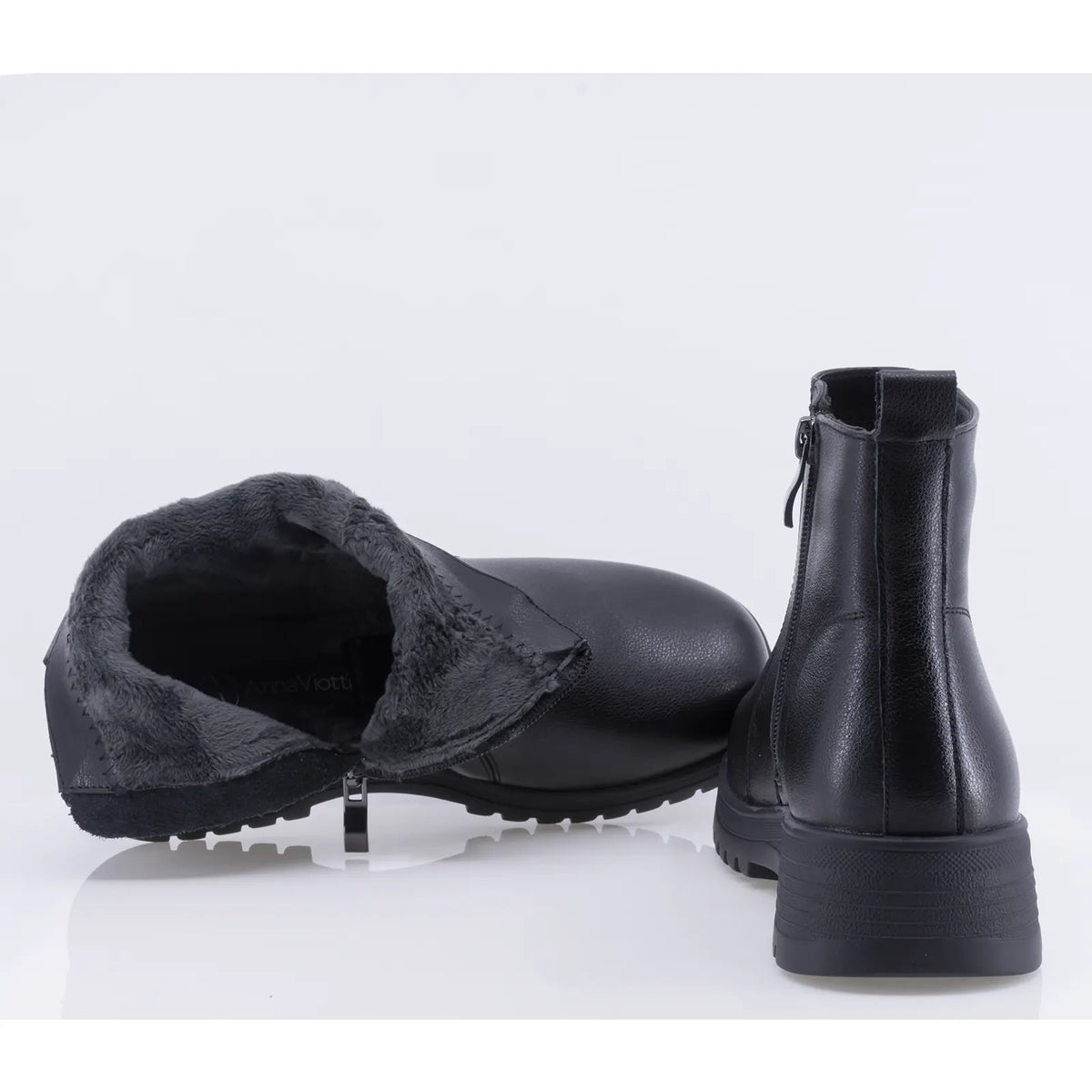 Ghete dama casual Anna Viotti piele naturala D111-5F98202-1 negre