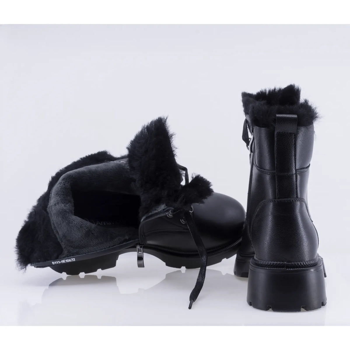 Ghete dama casual Anna Viotti piele naturala D111-5E10672-1 negre