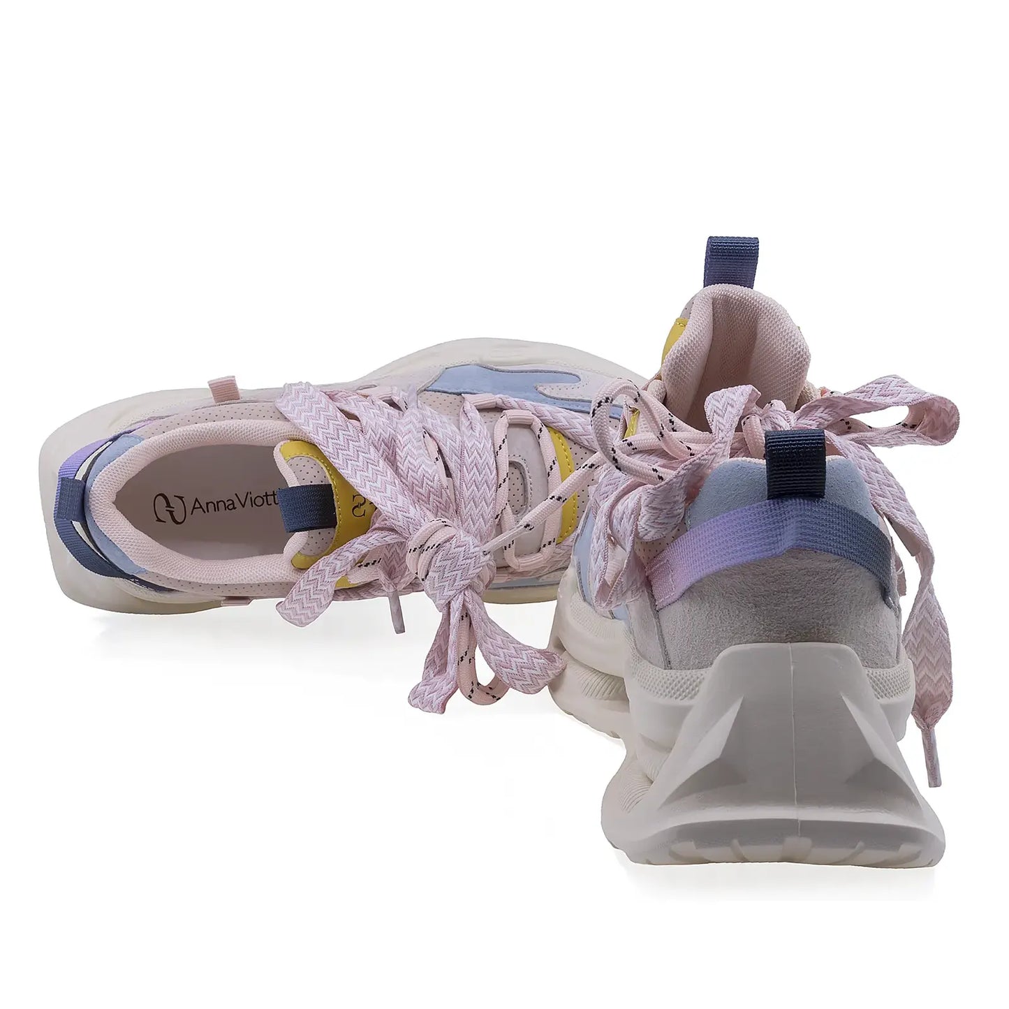 Pantofi dama sport Anna Viotti piele intoarsa D106-1 roz/multi