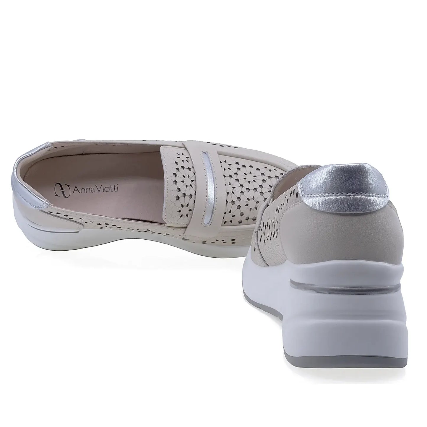 Pantofi dama casual Anna Viotti piele naturla D111-85111 gri