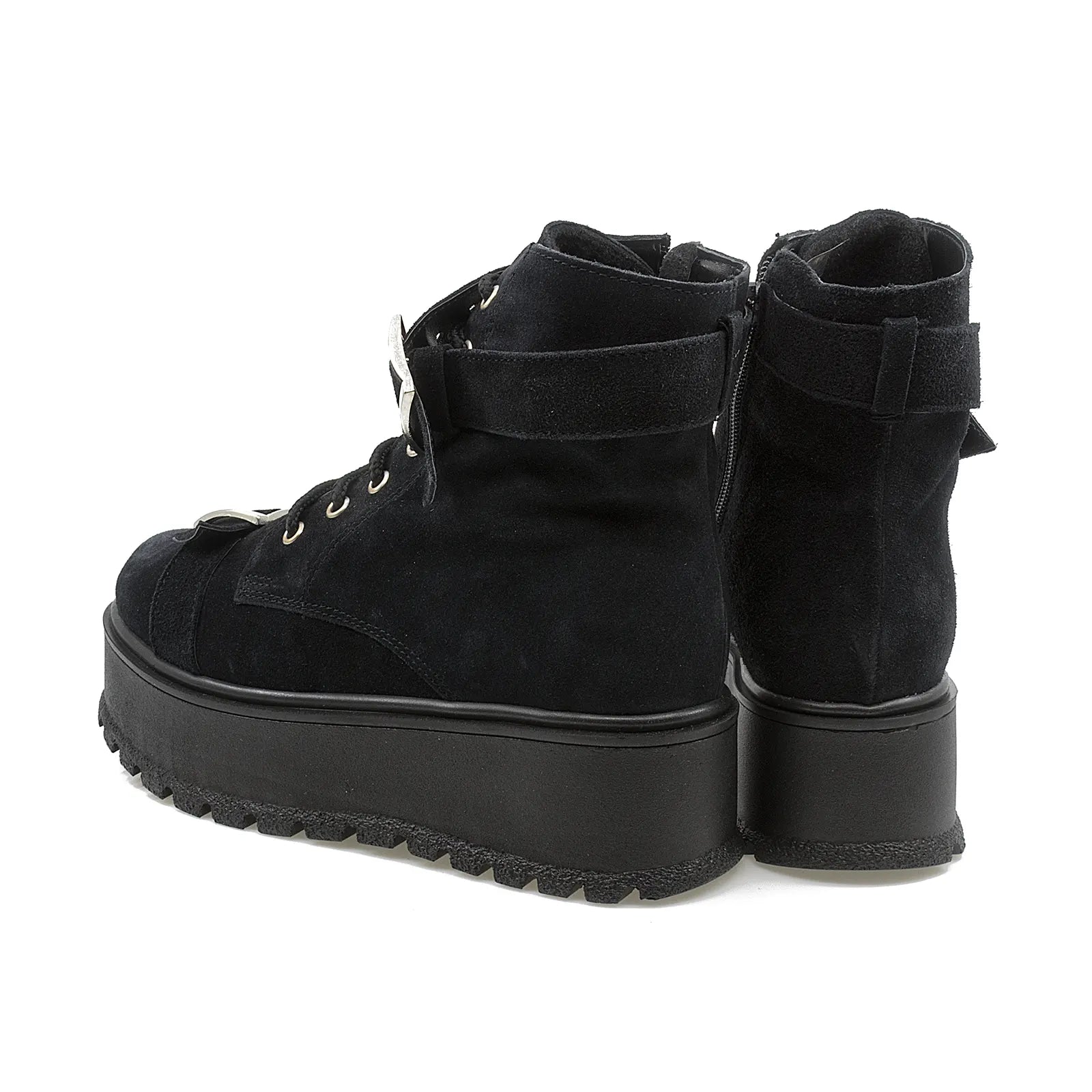 Ghete dama Anna Viotti casual din piele intoarsa  D44-476 B negru-4