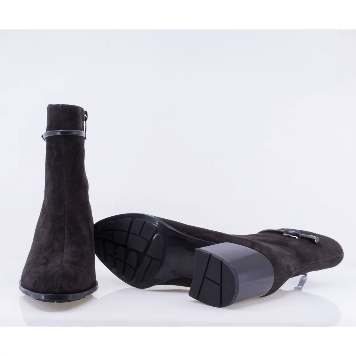 Botine dama elegante Anna Viotti piele intoarsa D123-J6-A2695-711-H802 maro