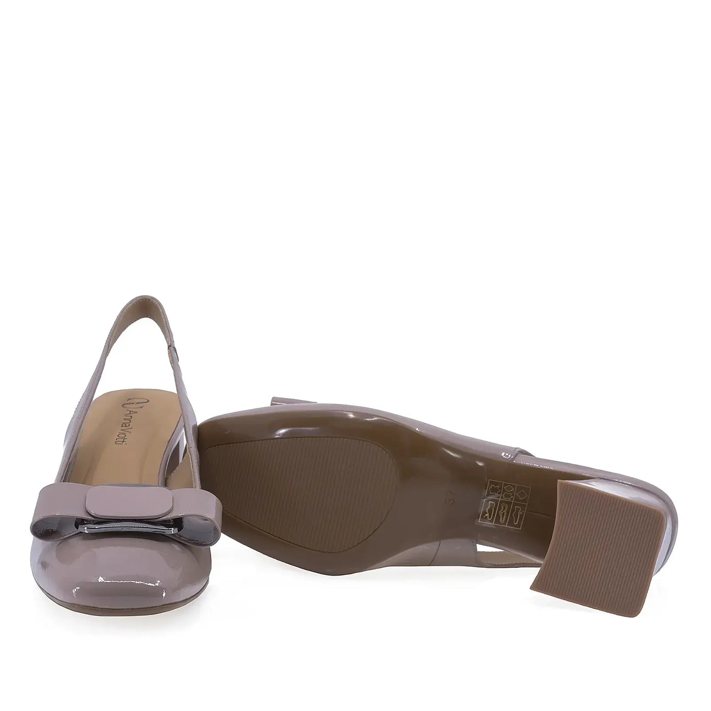 Pantofi dama eleganti Anna Viotti piele lacuita D105-6290P-J395-YT19 cafe